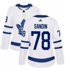 Womens Adidas Toronto Maple Leafs 78 Rasmus Sandin Authentic White Away NHL Jersey 