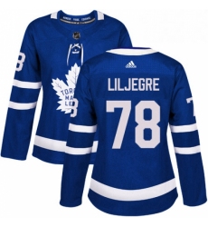 Womens Adidas Toronto Maple Leafs 78 Timothy Liljegren Authentic Royal Blue Home NHL Jersey 
