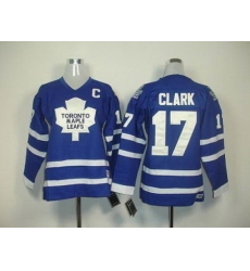 YOUTH Toronto Maple Leafs #17 Wendel Clark Blue Jersey C Patch