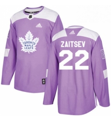 Youth Adidas Toronto Maple Leafs 22 Nikita Zaitsev Authentic Purple Fights Cancer Practice NHL Jersey 