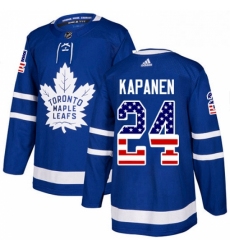 Youth Adidas Toronto Maple Leafs 24 Kasperi Kapanen Authentic Royal Blue USA Flag Fashion NHL Jersey 