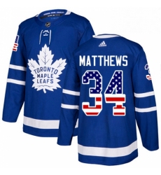 Youth Adidas Toronto Maple Leafs 34 Auston Matthews Authentic Royal Blue USA Flag Fashion NHL Jersey 