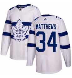 Youth Adidas Toronto Maple Leafs 34 Auston Matthews Authentic White 2018 Stadium Series NHL Jersey 