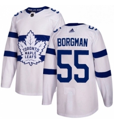 Youth Adidas Toronto Maple Leafs 55 Andreas Borgman Authentic White 2018 Stadium Series NHL Jersey 