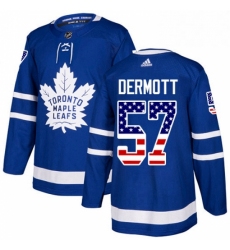 Youth Adidas Toronto Maple Leafs 57 Travis Dermott Authentic Royal Blue USA Flag Fashion NHL Jersey 