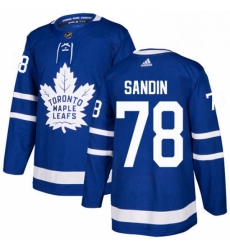 Youth Adidas Toronto Maple Leafs 78 Rasmus Sandin Authentic Royal Blue Home NHL Jersey 