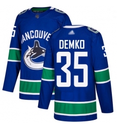 Canucks 35 Thatcher Demko Blue Home Authentic Stitched Hockey Jersey