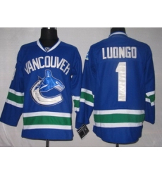Hockey Jerseys Vancouver Canucks 1 Roberto Luongo BLUE