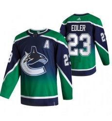 Men Vancouver Canucks 23 Alexander Edler Green Adidas 2020 21 Reverse Retro Alternate NHL Jersey