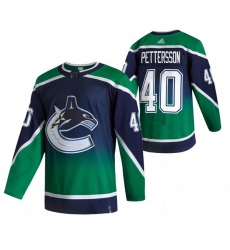 Men Vancouver Canucks 40 Elias Pettersson Green Adidas 2020 21 Reverse Retro Alternate NHL Jersey