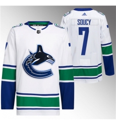Men Vancouver Canucks 7 Carson Soucy White Stitched Jersey