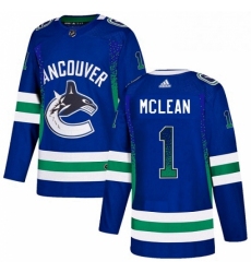 Mens Adidas Vancouver Canucks 1 Kirk Mclean Authentic Blue Drift Fashion NHL Jersey 