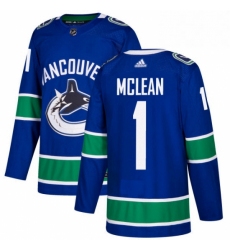 Mens Adidas Vancouver Canucks 1 Kirk Mclean Authentic Blue Home NHL Jersey 
