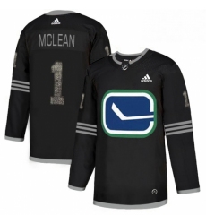 Mens Adidas Vancouver Canucks 1 Kirk Mclean Black 1 Authentic Classic Stitched NHL Jersey 