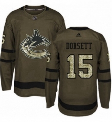 Mens Adidas Vancouver Canucks 15 Derek Dorsett Authentic Green Salute to Service NHL Jersey 