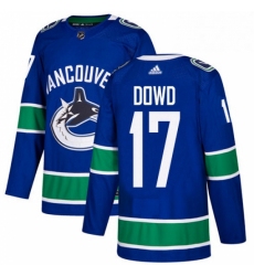 Mens Adidas Vancouver Canucks 17 Nic Dowd Authentic Blue Home NHL Jersey 