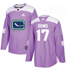 Mens Adidas Vancouver Canucks 17 Nic Dowd Authentic Purple Fights Cancer Practice NHL Jersey 