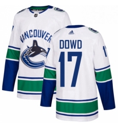 Mens Adidas Vancouver Canucks 17 Nic Dowd Authentic White Away NHL Jersey 
