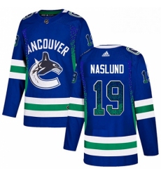Mens Adidas Vancouver Canucks 19 Markus Naslund Authentic Blue Drift Fashion NHL Jersey 