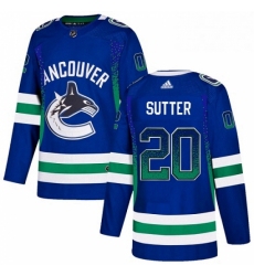 Mens Adidas Vancouver Canucks 20 Brandon Sutter Authentic Blue Drift Fashion NHL Jersey 