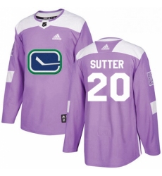 Mens Adidas Vancouver Canucks 20 Brandon Sutter Authentic Purple Fights Cancer Practice NHL Jersey 