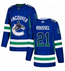 Mens Adidas Vancouver Canucks 21 Antoine Roussel Authentic Blue Drift Fashion NHL Jersey 
