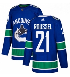 Mens Adidas Vancouver Canucks 21 Antoine Roussel Authentic Blue Home NHL Jersey 