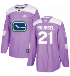 Mens Adidas Vancouver Canucks 21 Antoine Roussel Authentic Purple Fights Cancer Practice NHL Jersey 