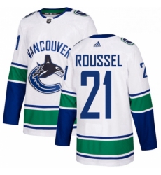 Mens Adidas Vancouver Canucks 21 Antoine Roussel Authentic White Away NHL Jersey 