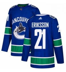 Mens Adidas Vancouver Canucks 21 Loui Eriksson Authentic Blue Home NHL Jersey 