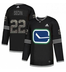 Mens Adidas Vancouver Canucks 22 Daniel Sedin Black 1 Authentic Classic Stitched NHL Jersey 