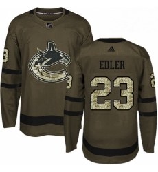 Mens Adidas Vancouver Canucks 23 Alexander Edler Authentic Green Salute to Service NHL Jersey 
