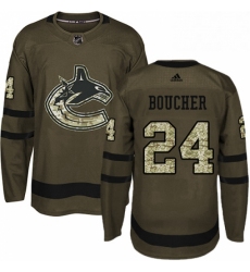 Mens Adidas Vancouver Canucks 24 Reid Boucher Premier Green Salute to Service NHL Jersey 