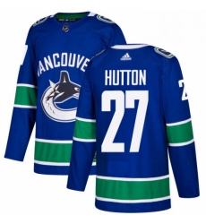 Mens Adidas Vancouver Canucks 27 Ben Hutton Authentic Blue Home NHL Jersey 