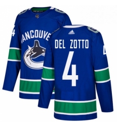 Mens Adidas Vancouver Canucks 4 Michael Del Zotto Authentic Blue Home NHL Jersey 