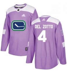 Mens Adidas Vancouver Canucks 4 Michael Del Zotto Authentic Purple Fights Cancer Practice NHL Jersey 