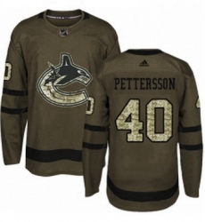 Mens Adidas Vancouver Canucks 40 Elias Pettersson Green Salute to Service Stitched NHL Jersey 