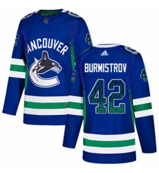 Mens Adidas Vancouver Canucks 42 Alex Burmistrov Authentic Blue Drift Fashion NHL Jersey 