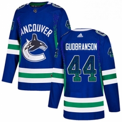 Mens Adidas Vancouver Canucks 44 Erik Gudbranson Authentic Blue Drift Fashion NHL Jersey 
