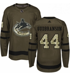 Mens Adidas Vancouver Canucks 44 Erik Gudbranson Authentic Green Salute to Service NHL Jersey 