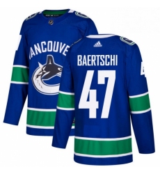 Mens Adidas Vancouver Canucks 47 Sven Baertschi Authentic Blue Home NHL Jersey 