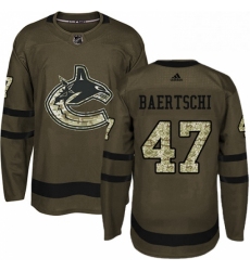 Mens Adidas Vancouver Canucks 47 Sven Baertschi Authentic Green Salute to Service NHL Jersey 
