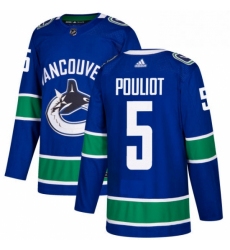 Mens Adidas Vancouver Canucks 5 Derrick Pouliot Authentic Blue Home NHL Jersey 