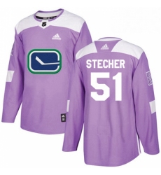 Mens Adidas Vancouver Canucks 51 Troy Stecher Authentic Purple Fights Cancer Practice NHL Jersey 
