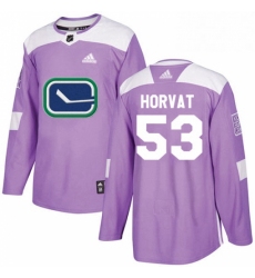 Mens Adidas Vancouver Canucks 53 Bo Horvat Authentic Purple Fights Cancer Practice NHL Jersey 