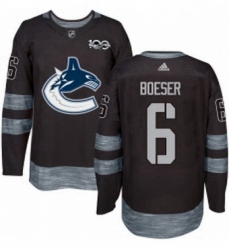 Mens Adidas Vancouver Canucks 6 Brock Boeser Authentic Black 1917 2017 100th Anniversary NHL Jersey 