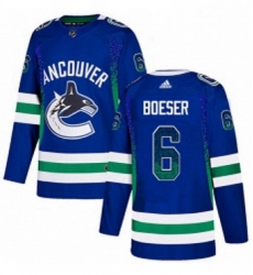 Mens Adidas Vancouver Canucks 6 Brock Boeser Authentic Blue Drift Fashion NHL Jersey 
