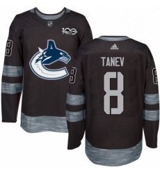 Mens Adidas Vancouver Canucks 8 Christopher Tanev Authentic Black 1917 2017 100th Anniversary NHL Jersey 