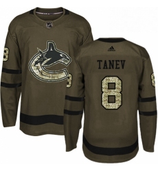 Mens Adidas Vancouver Canucks 8 Christopher Tanev Authentic Green Salute to Service NHL Jersey 