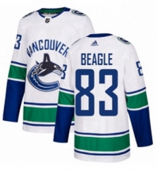 Mens Adidas Vancouver Canucks 83 Jay Beagle Authentic White Away NHL Jersey 